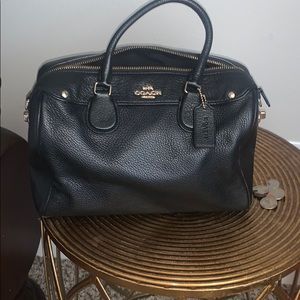 Black leather coach purse